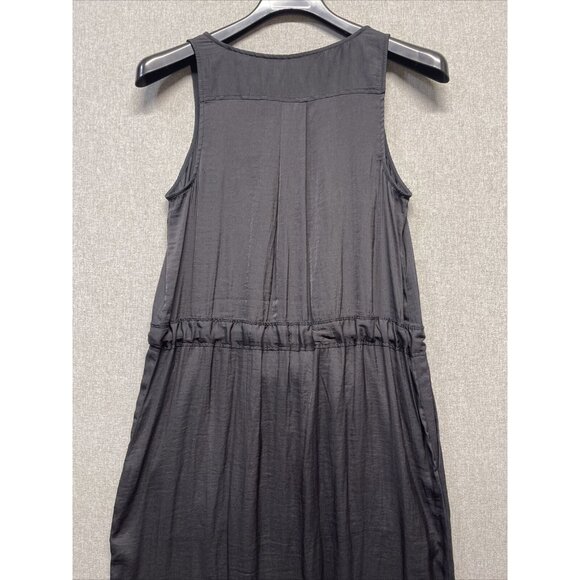 Banana Republic Black Silky Tie Waist Tank Maxi Dress 6 Tall Slits - Picture 13 of 14
